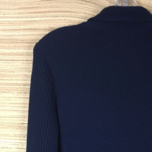 Diane Von Furstenburg 100% Cashmere Double Breasted Long Cardigan-Coat Navy Sz P - Picture 11 of 12